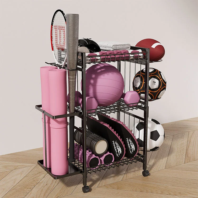 فرش اسٹینڈنگ میٹل یوگا چٹائی اسٹوریج ریک